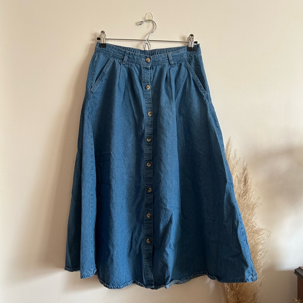 Vintage Denim Button-Down Skirt